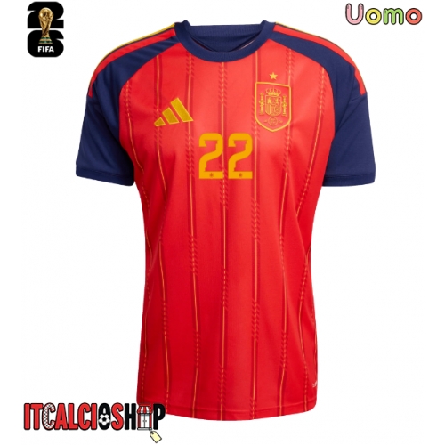 Spagna Pau Cubarsi #22 Prima Maglia Mondiali 2026 Manica Corta